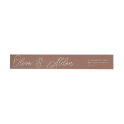 Sand | Script Watermark Wedding Return Address Wrap Around Label | Zazzle