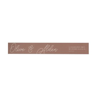 Sand | Script Watermark Wedding Return Address Wrap Around Label | Zazzle