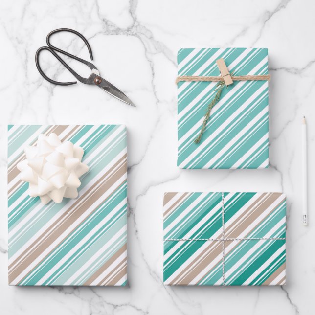 Sand & Sea 2 Candy Cane Stripe Holiday Wrapping Paper Sheets (Front)