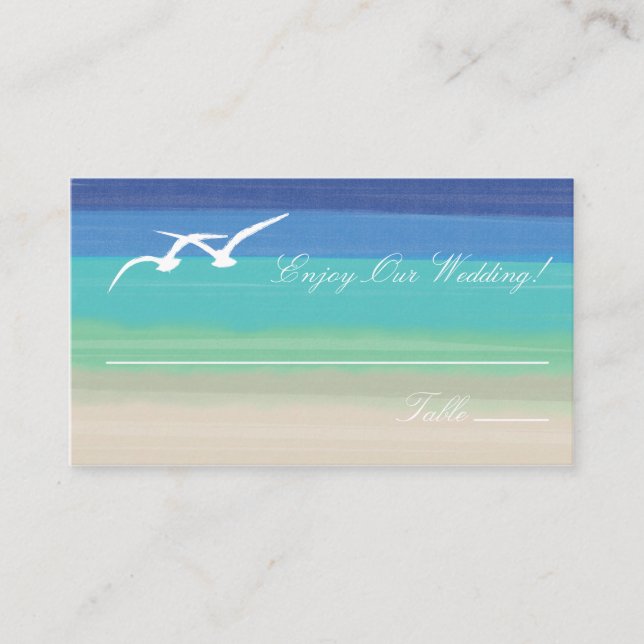 Sand, Sea and Seagulls Escort Cards (Front)