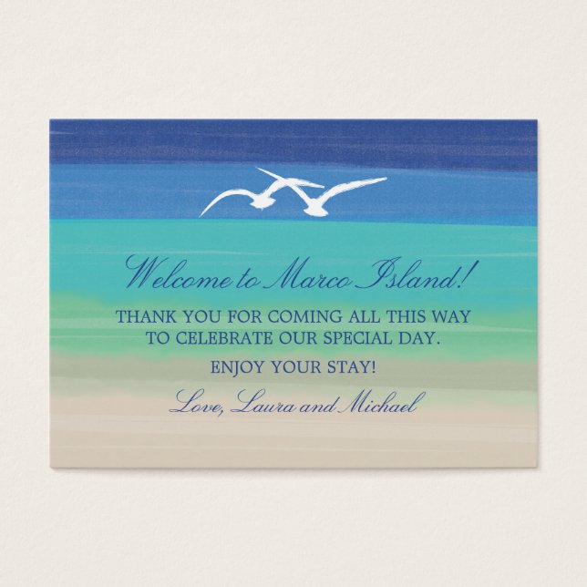 Sand Sea and Seagulls | Wedding Favor Tag (Front)