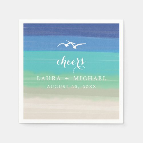 Sand Sea and Seagulls  Wedding Paper Napkins