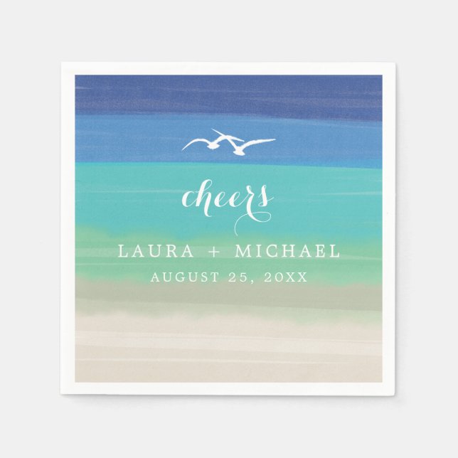 Sand, Sea and Seagulls | Wedding Paper Napkins (Front)