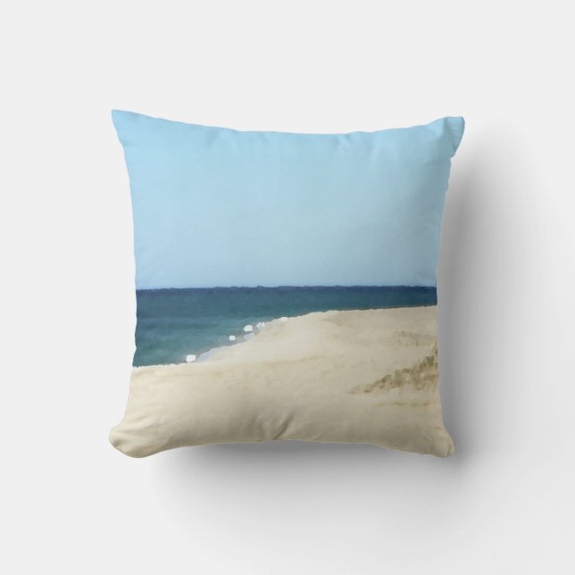 Sand, Sea, and Sky on Cape Cod Throw Pillow (Front)