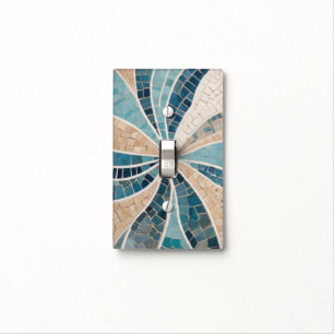 Sand & Sea Beach & Ocean Abstract Aqua Blue Mosaic Light Switch Cover