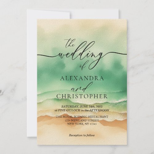 Sand Sea Ocean Beach Watercolor Summer Signature Invitation