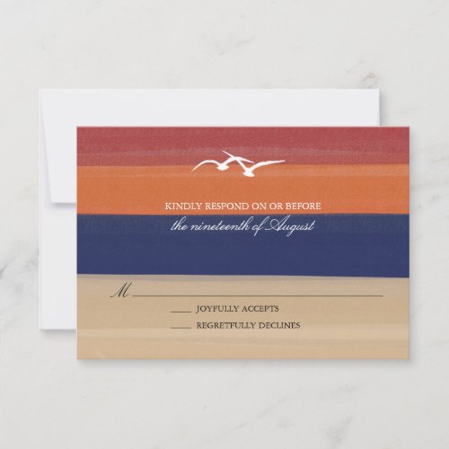 Sand Sea  Seagulls  Painted Ocean Wedding RSVP