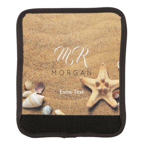 Sand  Sea Shells DIY Name  Monogram Extra Text Luggage Handle Wrap