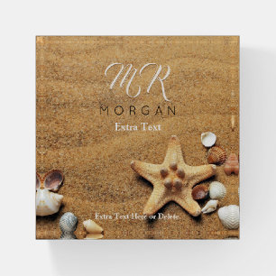 Sand & Sea Shells, DIY Name & Monogram, Extra Text Paperweight
