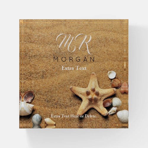 Sand  Sea Shells DIY Name  Monogram Extra Text Paperweight