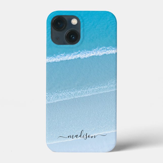 Sand Sea Waves Template With Custom Name Case-Mate iPhone Case (Back)