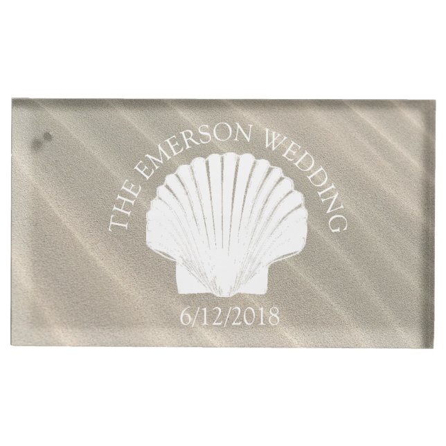 Sand & Seashell Wedding Table Number Card Holder (Front)