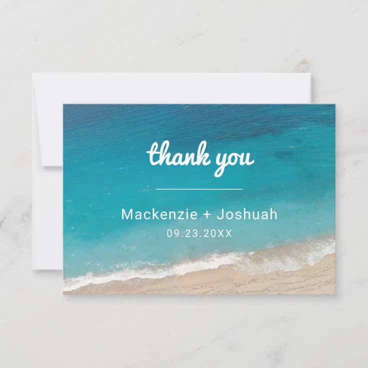 Sand Shore Beach Destination Wedding Thank You Card | Zazzle