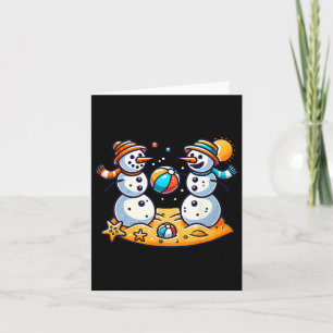 Sand Snowman Playing Beach Ball Xmas In July Summe Card