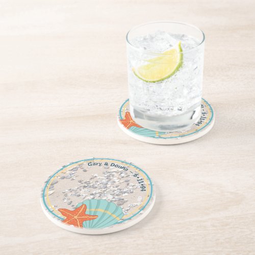 Sand Starfish and Seashell Coaster