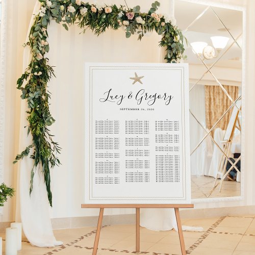 Sand Starfish Wedding Alphabetical Seating Chart