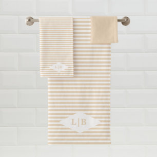 Sand Stripes Initials Bath Towel Set
