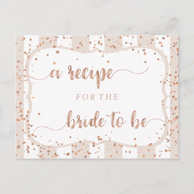 Sand Stripes & Rose Gold Bridal Shower Recipe Card (Front)