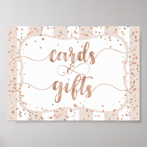 Sand Stripes  Rose Gold Confetti Cards  Gifts Poster
