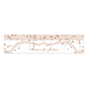 Sand Stripes & Rose Gold Confetti Wedding Monogram Napkin Bands