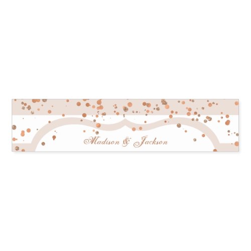 Sand Stripes  Rose Gold Confetti Wedding Monogram Napkin Bands