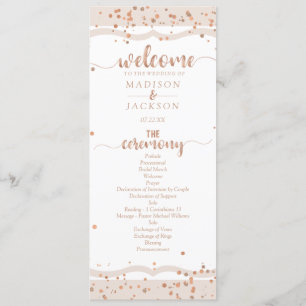Sand Stripes & Rose Gold Confetti Wedding Program