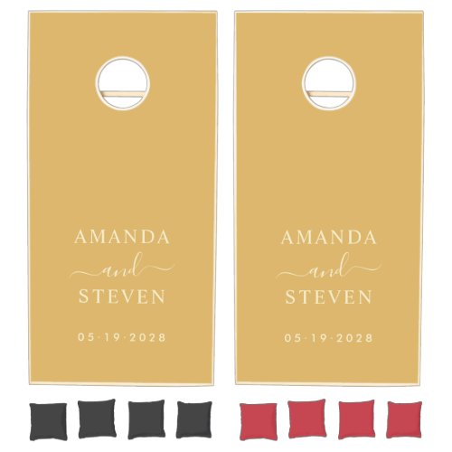 Sand Sunrise Couple Names with Wedding Date Cornhole Set