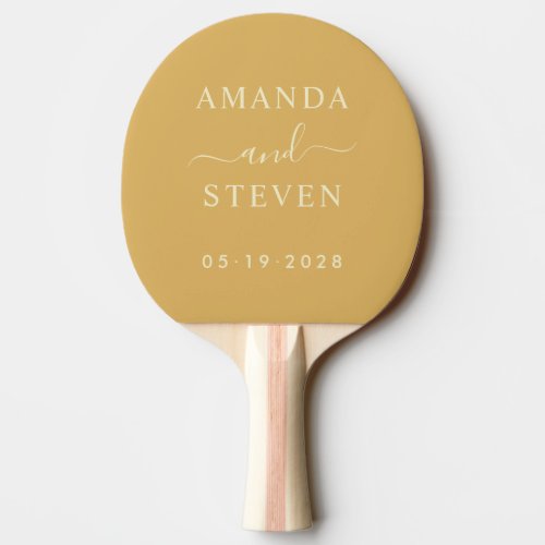 Sand Sunrise Couple Names with Wedding Date Ping Pong Paddle