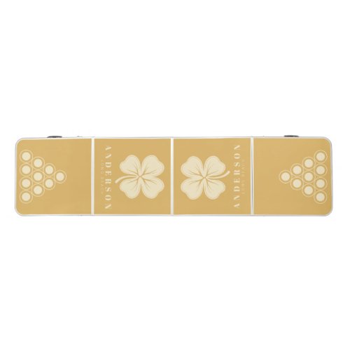 Sand Sunrise Four Leaf Clover with Name Beer Pong Table