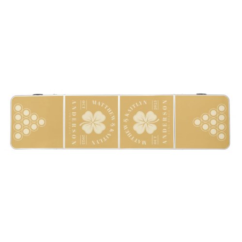 Sand Sunrise Irish Lucky Clover Wedding Crest Beer Pong Table