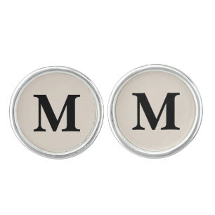 Sand Tan Black Wedding Day Gift for Groom Initials Cufflinks