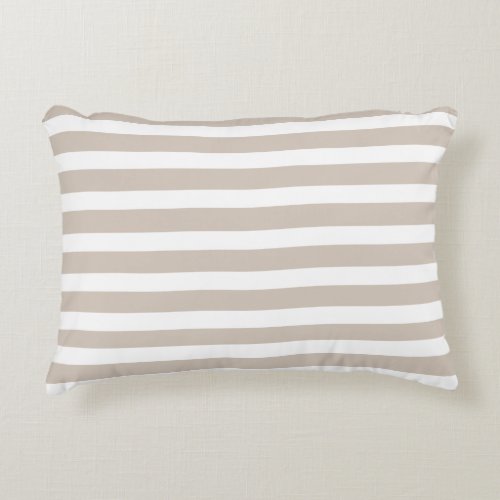 Sand Tan Taupe White Striped Nautical Coastal Accent Pillow