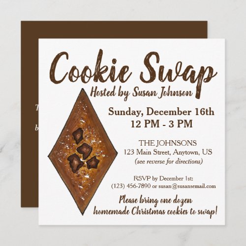 Sand Tart Christmas Cookie Swap Party Bake Sale Invitation