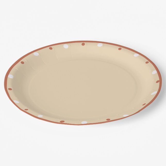 Sand Terra Cotta White Polka Dots Paper Plates (Angled)