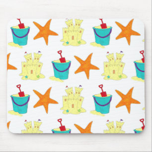 Sand Toys Sandcastle Starfish Bucket Shovel Beach Mouse Pad