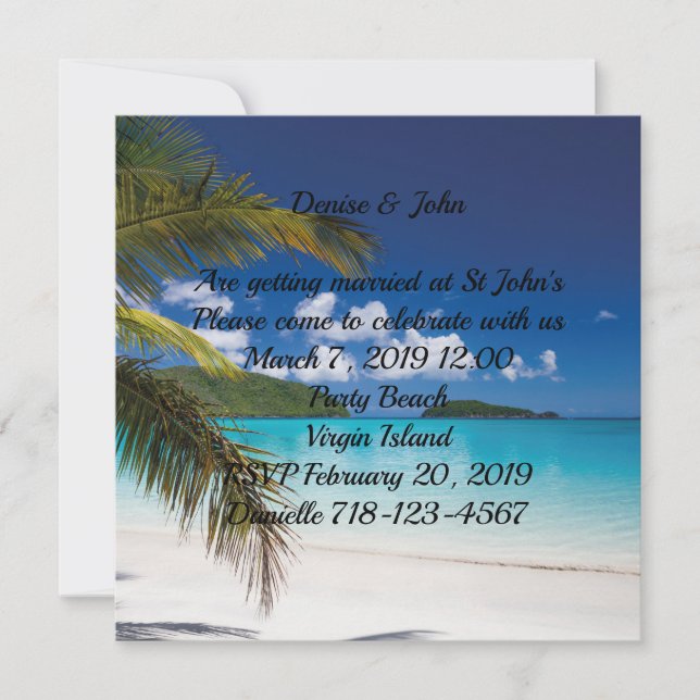 Sand Tropical Beach Wedding Invitation (Front)