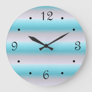 Sand Turquoise Stripes Pattern Large Clock