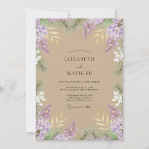 Sand Violet Wisteria Wedding Invitation