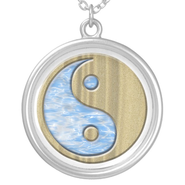 Sand & Water Yin Yang Silver Plated Necklace (Front)