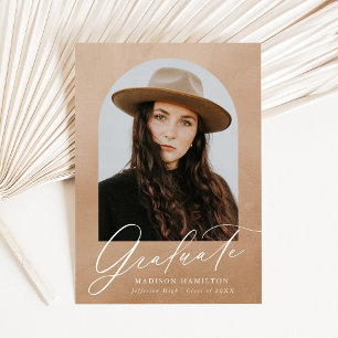 Sand Watercolor Arch Photo Graduation Announcement
