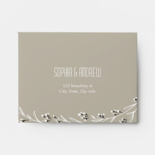 Sand Wedding RSVP Envelope & Rustic Floral Liner