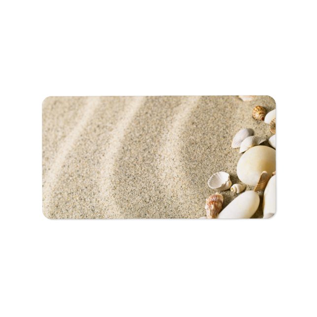 Sand With Shells And Stones. Beach composition Label (Front)