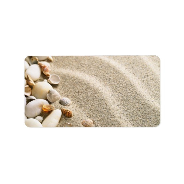 Sand With Shells And Stones. Beach Composition Label (Front)