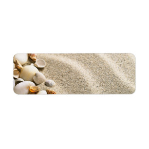 Sand With Shells And Stones. Beach Composition Label