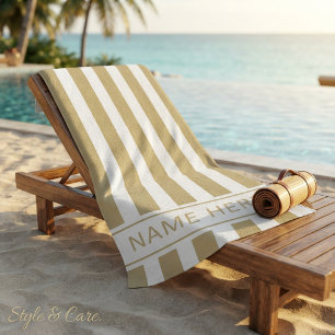 Sand with White Stripe Towel with Your Name