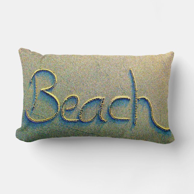Sand Writing Beach Lumbar Pillow (Front)