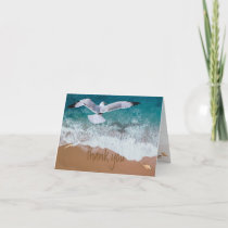 Sand Writing Beach Scene Aqua + Sand Letterpress Thank You Card
