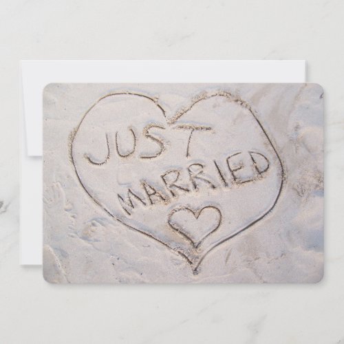 Sand Writing Just Married Announcement Party