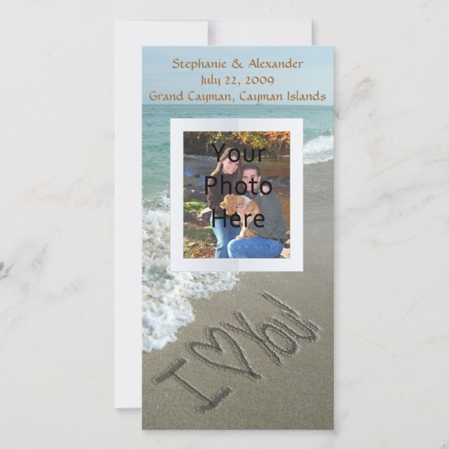 Sand Writing on the Beach, I Love You Announcement (Front)