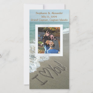 Sand Writing on the Beach, I Love You Announcement